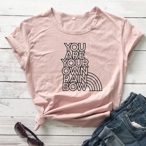 

women's t-shirt you are your own rainbow women fashion t shirt pure cotton grunge tumblr casual young slogan quote hipster tees vintage, White