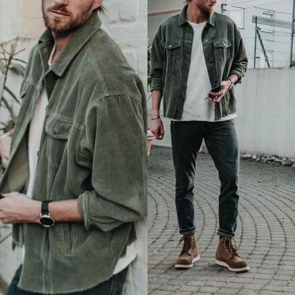 vintage green corduroy jacket men 2020 new fashion casual red blue thin button coat male korean clothes winter blouson homme, Black;brown
vintage green corduroy jacket men 2020 new fashion casual red blue thin button coat male korean clothes winter blouson homme, Black;brown