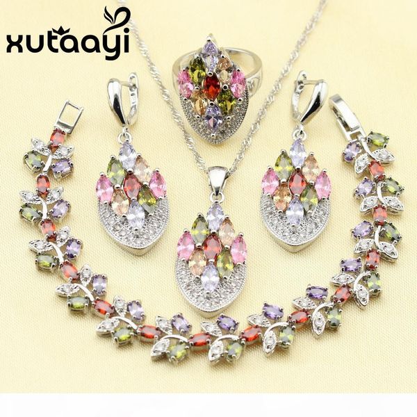 xutaati 4pcs 925 sterling silver jewelry set flower multicolor stones cubic zirconia earrings ring necklace pendant bracelet
xutaati 4pcs 925 sterling silver jewelry set flower multicolor stones cubic zirconia earrings ring necklace pendant bracelet