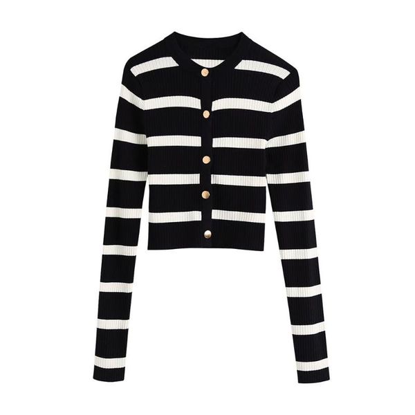 2020 summer new slim slimming wild retro breasted long-sleeved striped cardigan women, White
2020 summer new slim slimming wild retro breasted long-sleeved striped cardigan women, White