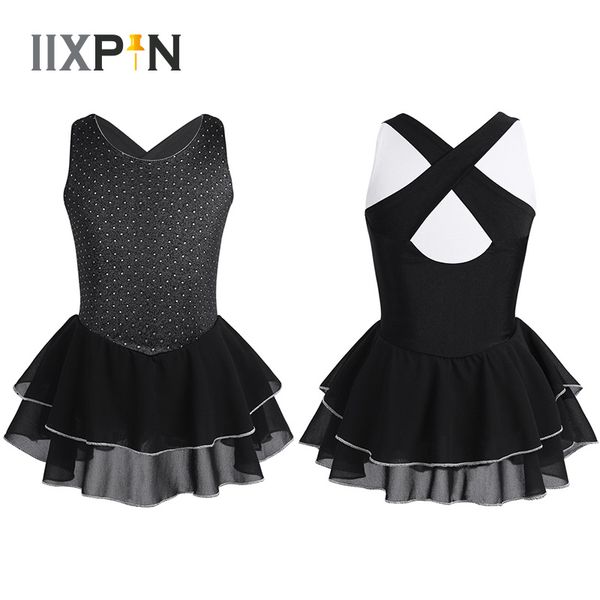 iixpin girls ice figure skating dress sleeveless criss-cross cutout back ruffled tiered skating gymnastics leotard ballet dress, Black;red
iixpin girls ice figure skating dress sleeveless criss-cross cutout back ruffled tiered skating gymnastics leotard ballet dress, Black;red