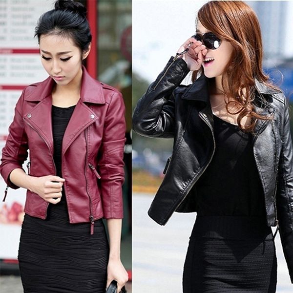 punk women faux leather motorcycle zipper fashion slim fit jacket outwear coat, Black;brown
punk women faux leather motorcycle zipper fashion slim fit jacket outwear coat, Black;brown