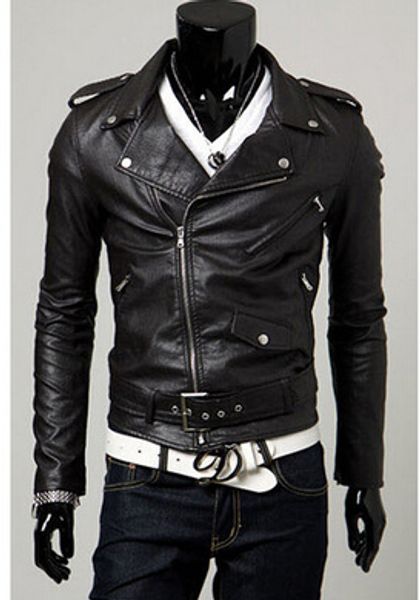 wholesale men inclined zipper collar cultivate one's morality draping motorcycle jackets men, Black
wholesale men inclined zipper collar cultivate one's morality draping motorcycle jackets men, Black
