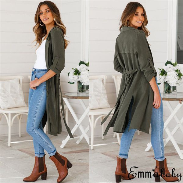 trench coat female 2018 spring autumn korean loose raglan sleeves open front side-split belt overcoat femme, Tan;black
trench coat female 2018 spring autumn korean loose raglan sleeves open front side-split belt overcoat femme, Tan;black
