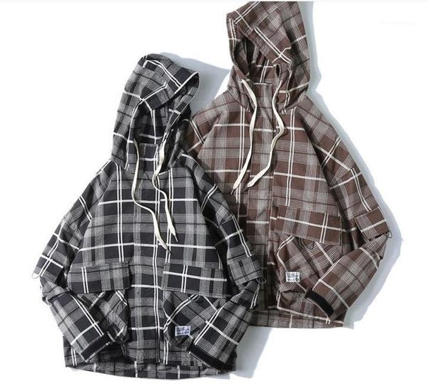 loose coat mens casual outerwear designer mens plaid jacket fashion hooded, Black;brown
loose coat mens casual outerwear designer mens plaid jacket fashion hooded, Black;brown