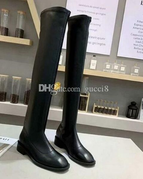 red bottom over the knee fabric stretch boots soft leather long knight booties winter moto boots, Black
red bottom over the knee fabric stretch boots soft leather long knight booties winter moto boots, Black