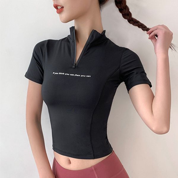 2020 new slim print yoga short sleeve female fashion half zipper stand collar sports t-shirt gym running fitness quick dry top, White;red
2020 new slim print yoga short sleeve female fashion half zipper stand collar sports t-shirt gym running fitness quick dry top, White;red