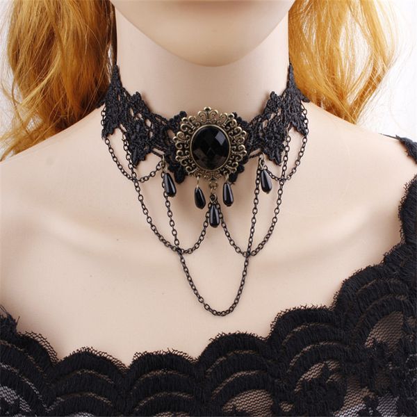 gothic lace chokers necklaces for women girls vintage chain crystal black gemstone tassel bib collar necklace lx, Golden;silver
gothic lace chokers necklaces for women girls vintage chain crystal black gemstone tassel bib collar necklace lx, Golden;silver