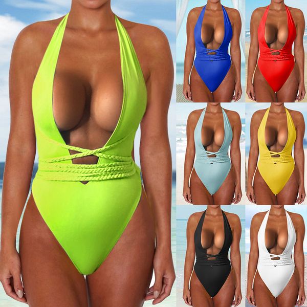 solid color one piece swimsuit women bandage halter bikini set 2019 backless low cut deep v swimwear fashion beach wear
solid color one piece swimsuit women bandage halter bikini set 2019 backless low cut deep v swimwear fashion beach wear