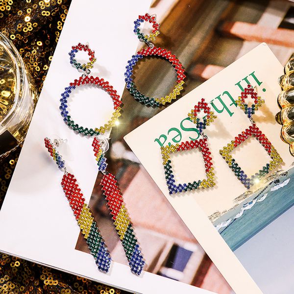 2019 new fashion colorful earring 925 silver needle geometric round cubic zirconia drop earring women accessories jewelry gift, Golden;silver 
2019 new fashion colorful earring 925 silver needle geometric round cubic zirconia drop earring women accessories jewelry gift, Golden;silver