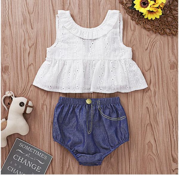 girl o-neck collar sleeveless and short jeans pant set baby summer white lotus t-shirt and pant suit baby sweet clothes two pieces
girl o-neck collar sleeveless and short jeans pant set baby summer white lotus t-shirt and pant suit baby sweet clothes two pieces
