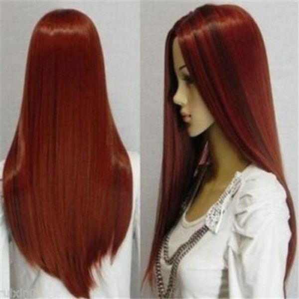 fashion women red straight long wigs synthetic hair cosplay party full wig, Black
fashion women red straight long wigs synthetic hair cosplay party full wig, Black