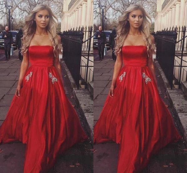 2019 designer red prom dresses long with pockets beaded crystal strapless dresses evening wear formal elegant party dress plus size, Black
2019 designer red prom dresses long with pockets beaded crystal strapless dresses evening wear formal elegant party dress plus size, Black
