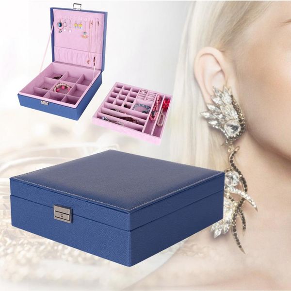 new double-layer pu leather jewelry storage box necklace ring containers case navy blue watch holder watch gift box, Black;blue
new double-layer pu leather jewelry storage box necklace ring containers case navy blue watch holder watch gift box, Black;blue