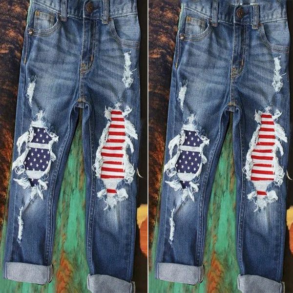 womens designer jeans usa national flag patchwork solid color ripped panelled straight pants fashion female clothing, Blue
womens designer jeans usa national flag patchwork solid color ripped panelled straight pants fashion female clothing, Blue