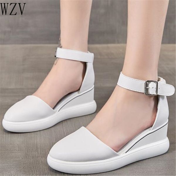 2020 summer women sandals buckle real leather slides shoes woman solid thick sole wedge heel sandals 6.5cm women sandalias mujer, Black
2020 summer women sandals buckle real leather slides shoes woman solid thick sole wedge heel sandals 6.5cm women sandalias mujer, Black