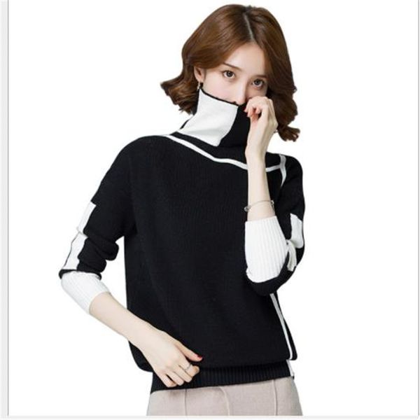 turtleneck autumn winter women sweater pullovers long sleeve knitted jumper female 2019 geometric winter pull femme h168, White;black
turtleneck autumn winter women sweater pullovers long sleeve knitted jumper female 2019 geometric winter pull femme h168, White;black