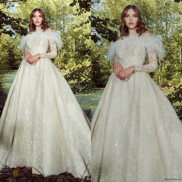 zuhair murad 2019 wedding dresses off shoulder feather lace beads long sleeve chapel bridal gowns plus size beach robe de mariée, White
zuhair murad 2019 wedding dresses off shoulder feather lace beads long sleeve chapel bridal gowns plus size beach robe de mariée, White