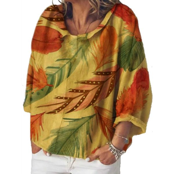 women casual feather print linen long sleeve plus size blouse s-2xl pullover shirt, White
women casual feather print linen long sleeve plus size blouse s-2xl pullover shirt, White