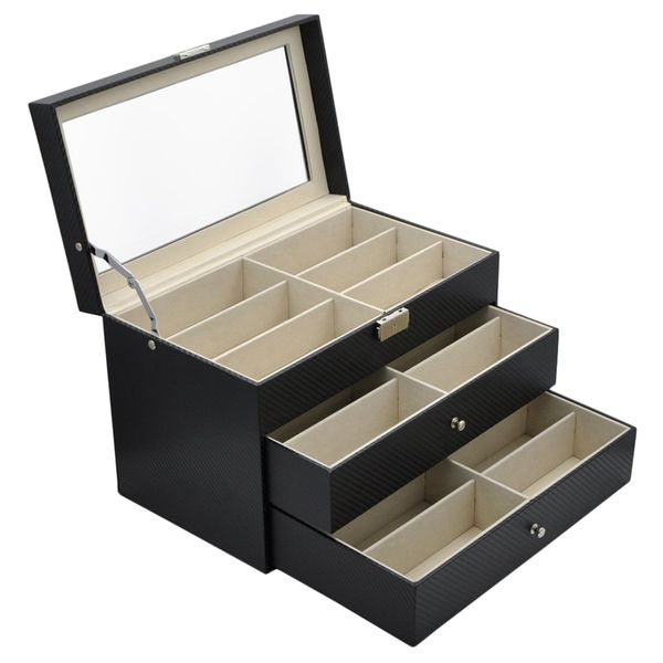 3 уровня 18 слоты eyeglass sunglass storage box дисплей очки текстурированные шаблон
3 уровня 18 слоты eyeglass sunglass storage box дисплей очки текстурированные шаблон