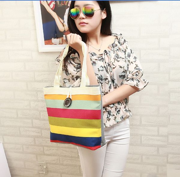 rainbow striped bag canvas bags shoulder bag storage bags female handbag casual women shopping beach tote db0011
rainbow striped bag canvas bags shoulder bag storage bags female handbag casual women shopping beach tote db0011