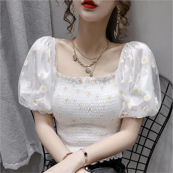 fashion print little daisy bubble sleeve chiffon shirt women's one word collar off shoulder two wear floral ruffles shirt, White
fashion print little daisy bubble sleeve chiffon shirt women's one word collar off shoulder two wear floral ruffles shirt, White