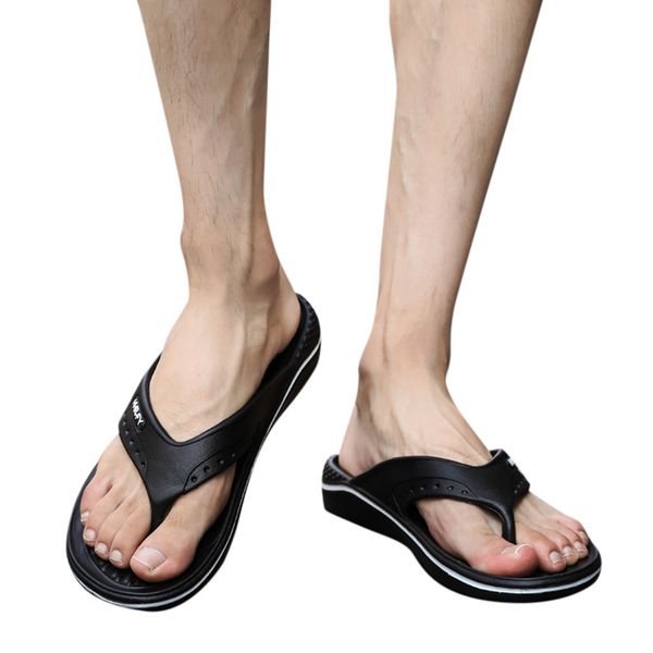 men's fashion leather slippers beach shoes casual summer flip flops massage bathroom antiskid loafers home outdoor slides, Black
men's fashion leather slippers beach shoes casual summer flip flops massage bathroom antiskid loafers home outdoor slides, Black