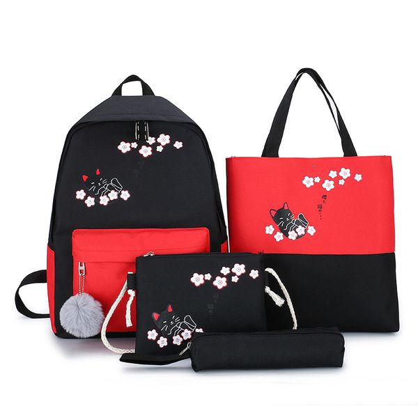 4 pcs/set women casual school backpacks set schoolbag for teenagers student shoulder bag cute cat printed knapsack rucksack
4 pcs/set women casual school backpacks set schoolbag for teenagers student shoulder bag cute cat printed knapsack rucksack