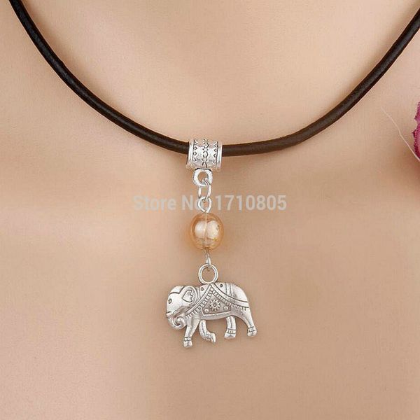 10pcs alloy ancient silver elephant multicolor glass bead charm pendant leather rope necklace women jewelry valentine's day present
10pcs alloy ancient silver elephant multicolor glass bead charm pendant leather rope necklace women jewelry valentine's day present