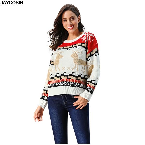 jaycosin sweaters christmas reindeer printed sweater popular women o-neck long sleeve womens autumn winter casual clothes, White;black
jaycosin sweaters christmas reindeer printed sweater popular women o-neck long sleeve womens autumn winter casual clothes, White;black