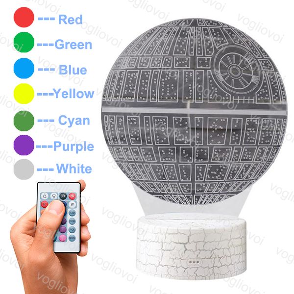 Night Lights Creative Cartoon Lunar War 3d Acrylic Crack Base With Remote / Touch Control Colorful For Bedroom Livingroom Decoration Dhl