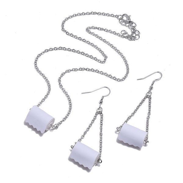 cool toilet paper roll jewelry set silver color simulation paper towel pendant necklace earrings for women girls party gifts
cool toilet paper roll jewelry set silver color simulation paper towel pendant necklace earrings for women girls party gifts