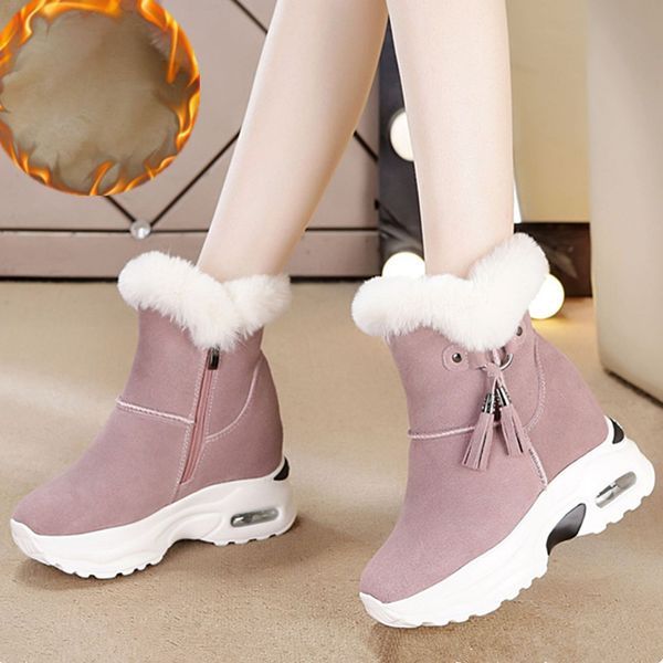 women snow boots high increased flock plush platform boots ankle winter warm zipper pink fashion ladies shoes thick bottom, Black
women snow boots high increased flock plush platform boots ankle winter warm zipper pink fashion ladies shoes thick bottom, Black