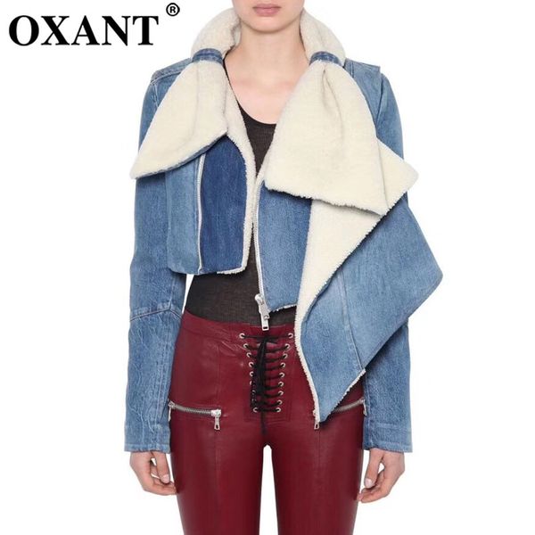 oxant women's wash jeans jacket lapel with irregular lamb fur inside short motorcycle jacket, Black;brown
oxant women's wash jeans jacket lapel with irregular lamb fur inside short motorcycle jacket, Black;brown