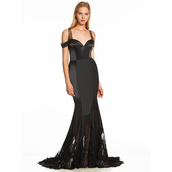 dressv black long evening dress mermaid sweep train straps wedding party formal dress trumpet lace evening dresses, White;black
dressv black long evening dress mermaid sweep train straps wedding party formal dress trumpet lace evening dresses, White;black