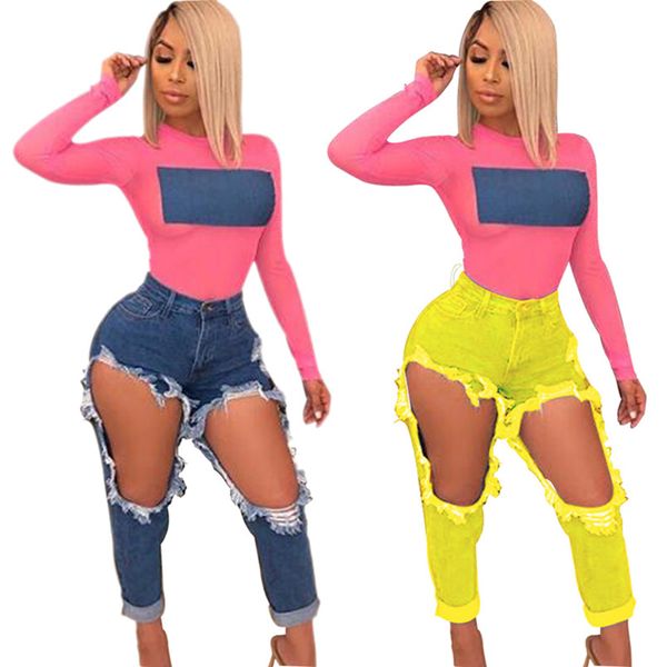 De igner women ripped hole jean denim capri long pant bodycon lim jean pring ummer clothe plu ize 2xl 434 
De igner women ripped hole jean denim capri long pant bodycon lim jean pring ummer clothe plu ize 2xl 434