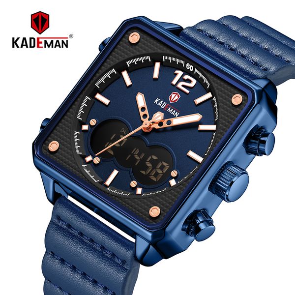 original square watch luxury men sport watch brand kademan dual display 3atm tech wristwatches new leather casual male clock, Slivery;brown
original square watch luxury men sport watch brand kademan dual display 3atm tech wristwatches new leather casual male clock, Slivery;brown