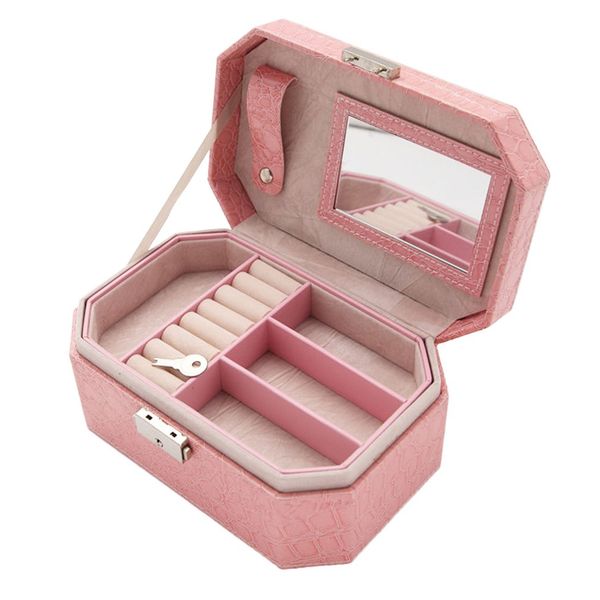 double layers crocodile grain jewelry box ring earrings bracelet organizer jewelry display holder with mirror case, Pink;blue
double layers crocodile grain jewelry box ring earrings bracelet organizer jewelry display holder with mirror case, Pink;blue