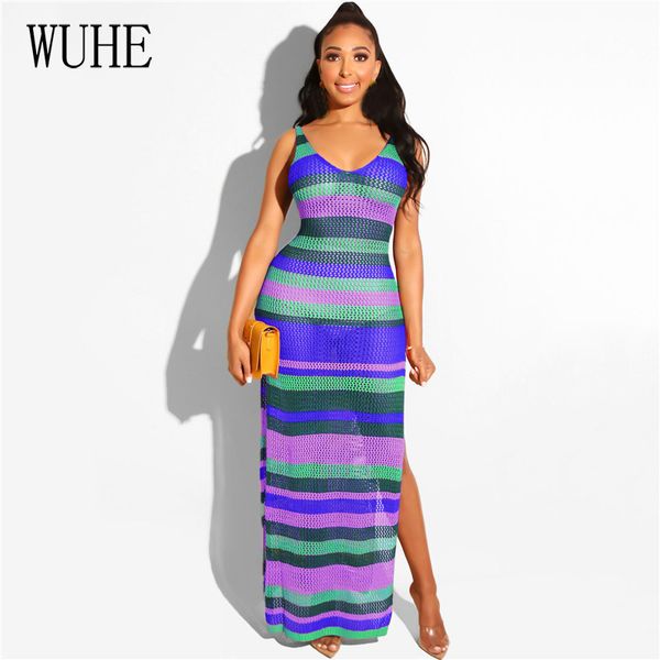 wuhe summer sleeveless cover up long maxi dress women striped high split beach bohemian holiday crochet knitted dresses, Black;gray
wuhe summer sleeveless cover up long maxi dress women striped high split beach bohemian holiday crochet knitted dresses, Black;gray