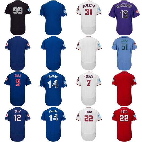 Mens 2019 Spring Training Jersey 7 Trea Turner 9 Javier Baez 12 Rougned Odor 14 Justin Smoak 22 Juan Soto 31 Max Scherze Baseball Jersey 
Mens 2019 Spring Training Jersey 7 Trea Turner 9 Javier Baez 12 Rougned Odor 14 Justin Smoak 22 Juan Soto 31 Max Scherze Baseball Jersey