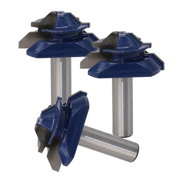3 pieces 1/2'' shank 45 degree lock miter router bit wood milling power tool
3 pieces 1/2'' shank 45 degree lock miter router bit wood milling power tool