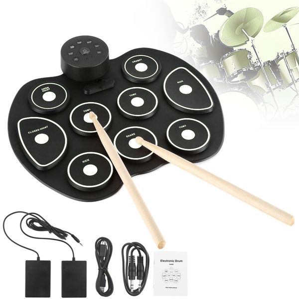 electronic 9 pads roll up portable silicone drum with drumsticks and sustain pedal children students practice drum
electronic 9 pads roll up portable silicone drum with drumsticks and sustain pedal children students practice drum