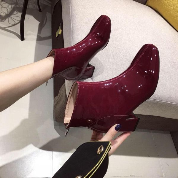 women's boots new square head boots women's british style high heel thick heel short nude, Black
women's boots new square head boots women's british style high heel thick heel short nude, Black