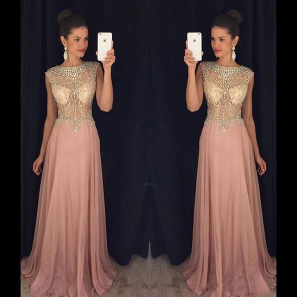 latest jewel pink chiffon prom dresses with rhinestone beaded popular style illusion back sleeveless, White;black
latest jewel pink chiffon prom dresses with rhinestone beaded popular style illusion back sleeveless, White;black