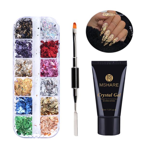 encapsulated clear gold flake nails with foil flakes builder gel set
encapsulated clear gold flake nails with foil flakes builder gel set