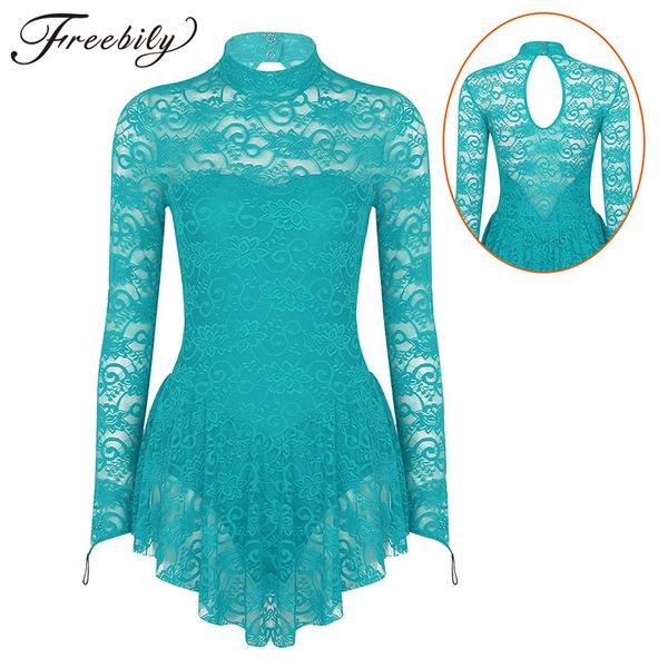 women long sleeve lace ballet gymnastics leotard figure ice skating dress female stage performance competition costumes, Black;red
women long sleeve lace ballet gymnastics leotard figure ice skating dress female stage performance competition costumes, Black;red