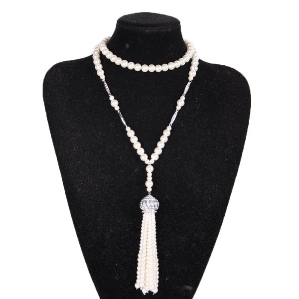 elegant the great gatsby necklace simulated pearl necklace long section pearl tassel sweater chain bridal jewelry for wedding j190712, Silver
elegant the great gatsby necklace simulated pearl necklace long section pearl tassel sweater chain bridal jewelry for wedding j190712, Silver