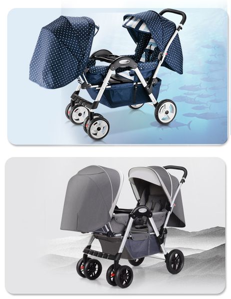 twin strollers can sit and lie face to face, with shock proof folding trolley, can be folded quickly
twin strollers can sit and lie face to face, with shock proof folding trolley, can be folded quickly