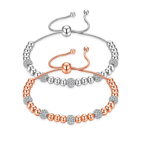 charm rose gold plated stainless steel bead bracelet with sparkling cubic zirconia stone adjustable chain, Black
charm rose gold plated stainless steel bead bracelet with sparkling cubic zirconia stone adjustable chain, Black