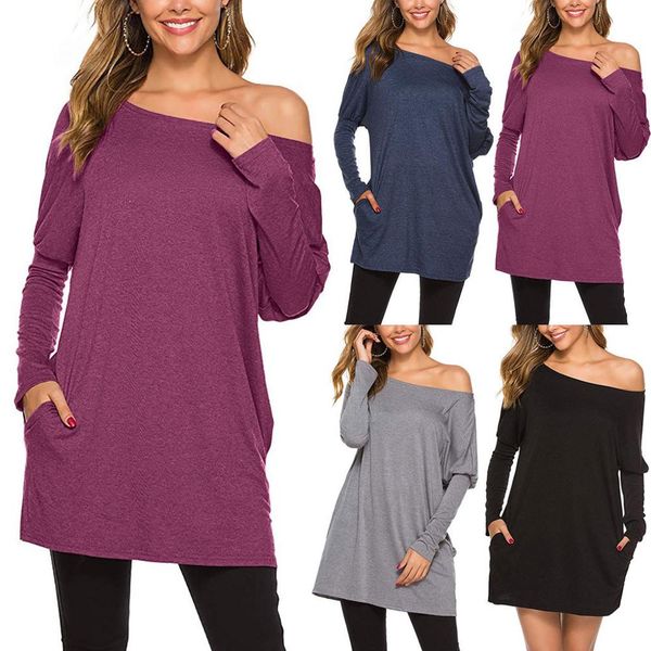 fashion solid color wide neck women shirts off shoulder blouse tunic ladies long sleeve plus size loose blouse #15, White
fashion solid color wide neck women shirts off shoulder blouse tunic ladies long sleeve plus size loose blouse #15, White
